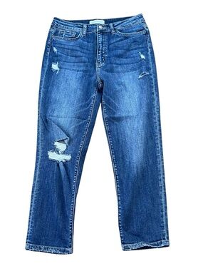 Flying Monkey Distressed Straight Leg Cropped Jeans.  Size 28